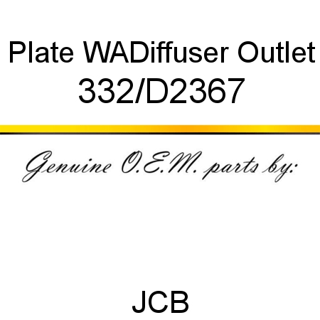 Plate, WA,Diffuser Outlet 332/D2367