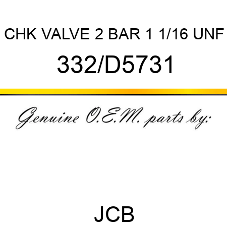 CHK VALVE 2 BAR 1 1/16 UNF 332/D5731