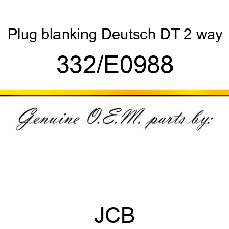 Plug, blanking, Deutsch DT 2 way 332/E0988