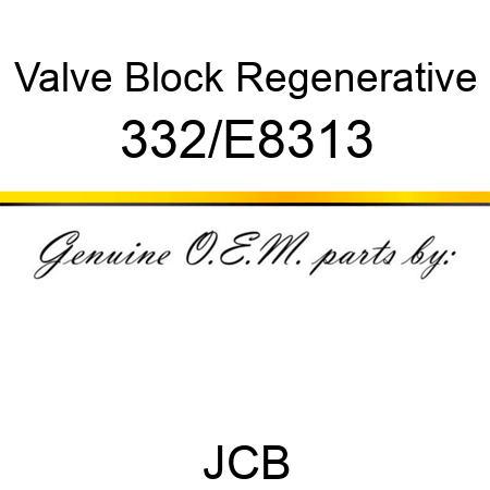 Valve, Block Regenerative 332/E8313