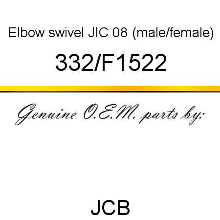 Elbow, swivel JIC 08 (male/female) 332/F1522