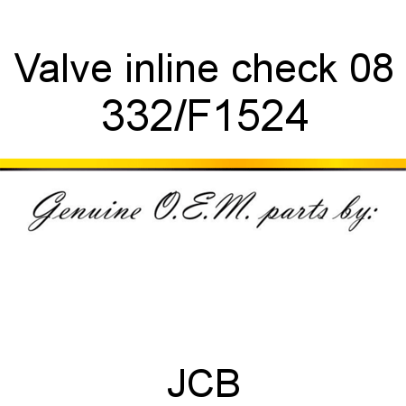 Valve, inline check 08 332/F1524