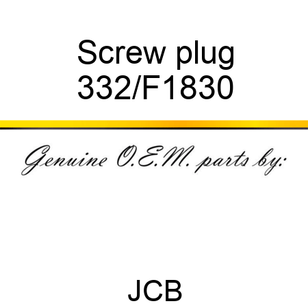 Screw plug 332/F1830