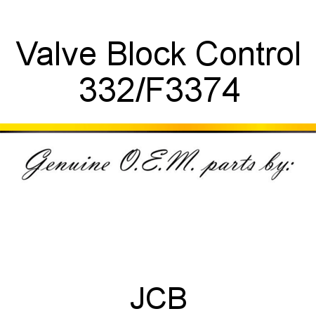 Valve, Block, Control 332/F3374