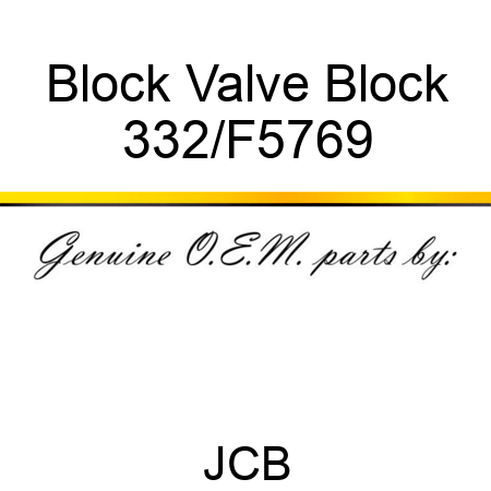Block Valve Block 332/F5769