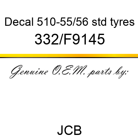 Decal, 510-55/56 std tyres 332/F9145