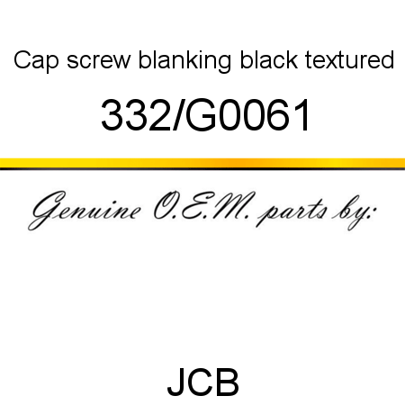 Cap, screw blanking, black textured 332/G0061
