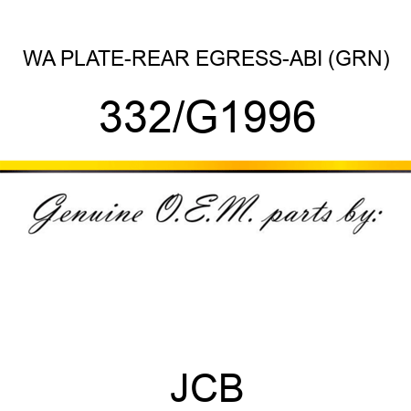 WA PLATE-REAR EGRESS-ABI (GRN) 332/G1996