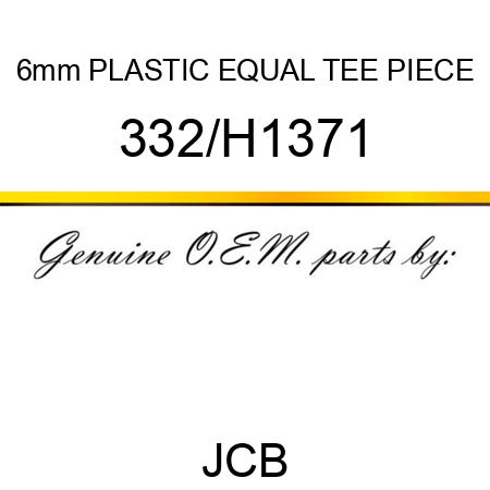 6mm PLASTIC EQUAL TEE PIECE 332/H1371