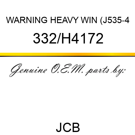 WARNING HEAVY WIN (J535-4 332/H4172