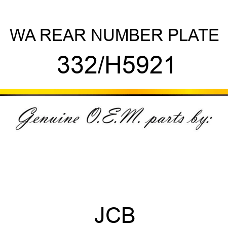 WA REAR NUMBER PLATE 332/H5921