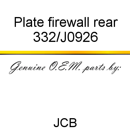 Plate, firewall rear 332/J0926