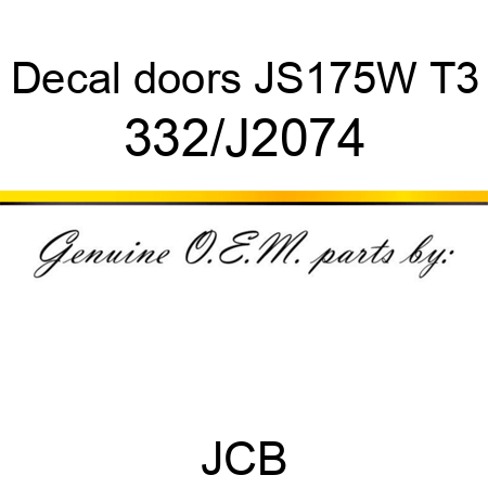 Decal, doors, JS175W T3 332/J2074