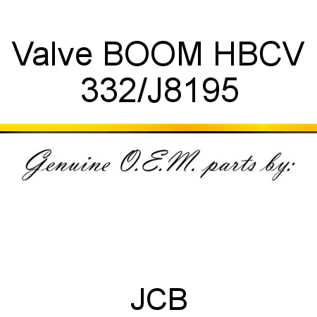 Valve, BOOM HBCV 332/J8195
