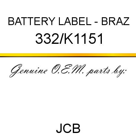 BATTERY LABEL - BRAZ 332/K1151