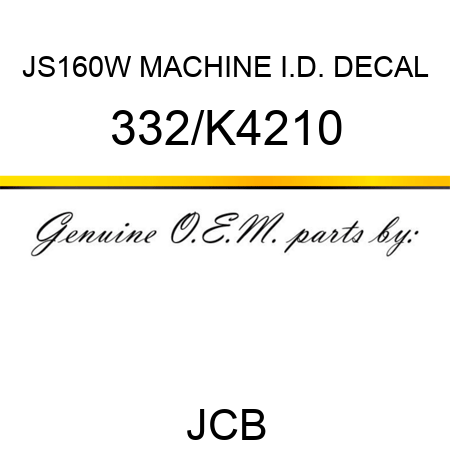 JS160W MACHINE I.D. DECAL 332/K4210