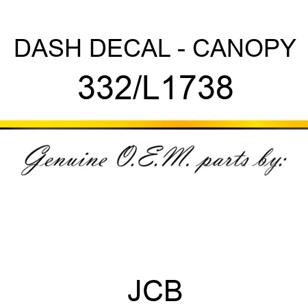 DASH DECAL - CANOPY 332/L1738