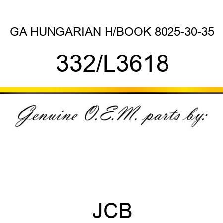 GA HUNGARIAN H/BOOK 8025-30-35 332/L3618