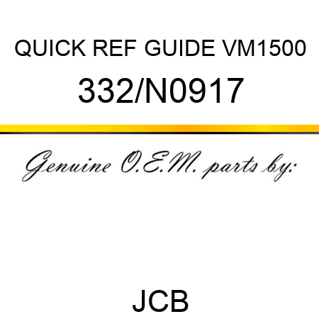 QUICK REF GUIDE VM1500 332/N0917