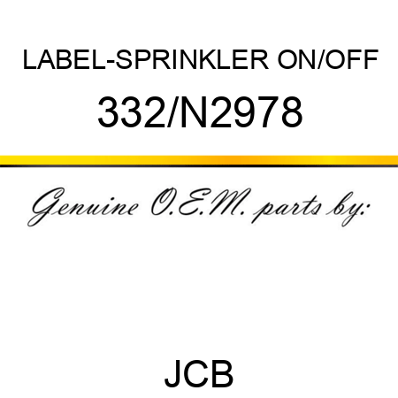 LABEL-SPRINKLER ON/OFF 332/N2978