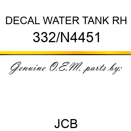 DECAL WATER TANK RH 332/N4451