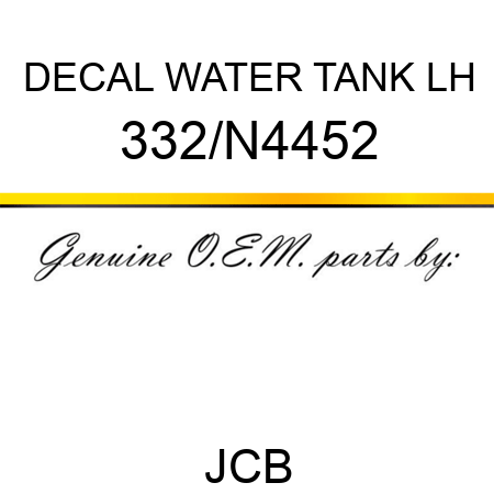 DECAL WATER TANK LH 332/N4452