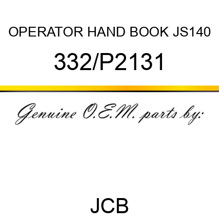 OPERATOR HAND BOOK JS140 332/P2131