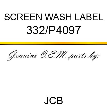 SCREEN WASH LABEL 332/P4097