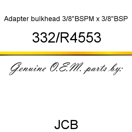 Adapter, bulkhead, 3/8