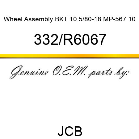 Wheel, Assembly, BKT, 10.5/80-18 MP-567 10 332/R6067