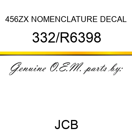 456ZX NOMENCLATURE DECAL 332/R6398