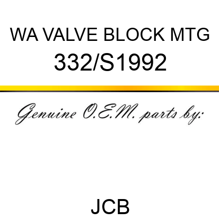 WA VALVE BLOCK MTG 332/S1992