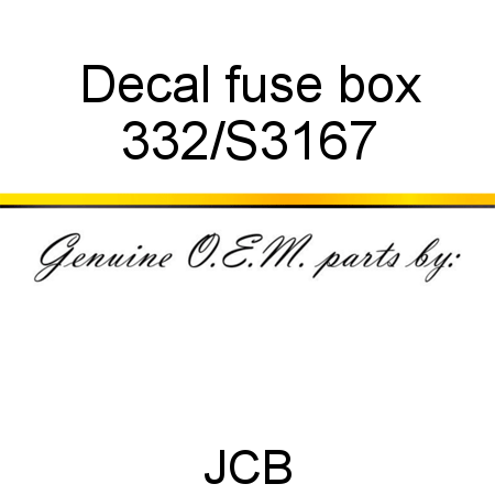 Decal, fuse box 332/S3167