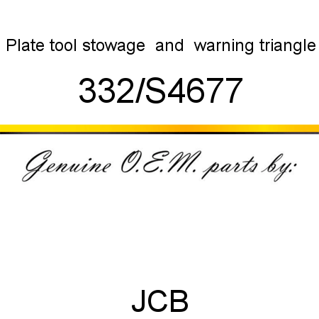 Plate, tool stowage, & warning triangle 332/S4677