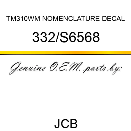 TM310WM NOMENCLATURE DECAL 332/S6568