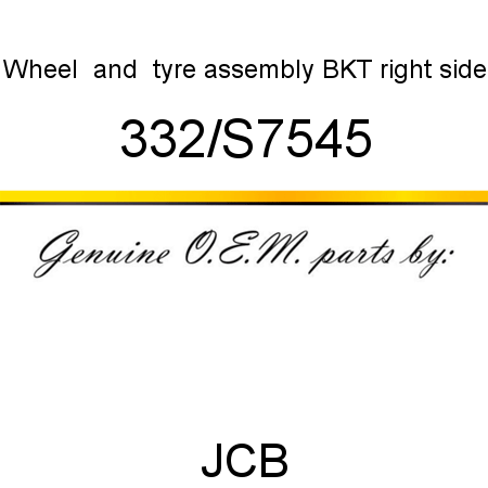 Wheel, & tyre assembly, BKT, right side 332/S7545