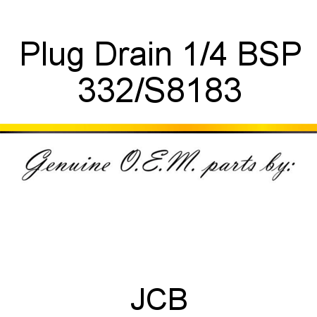 Plug, Drain 1/4 BSP 332/S8183