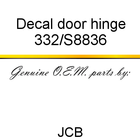 Decal, door hinge 332/S8836