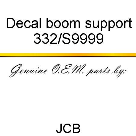 Decal, boom support 332/S9999