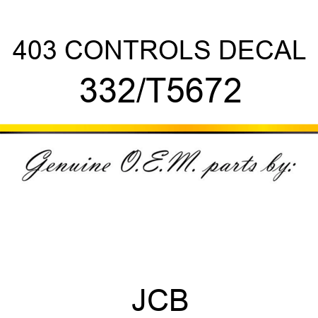 403 CONTROLS DECAL 332/T5672