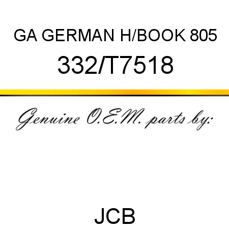 GA GERMAN H/BOOK 805 332/T7518