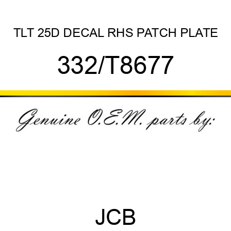 TLT 25D DECAL RHS PATCH PLATE 332/T8677