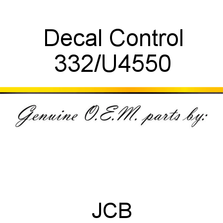 Decal, Control 332/U4550