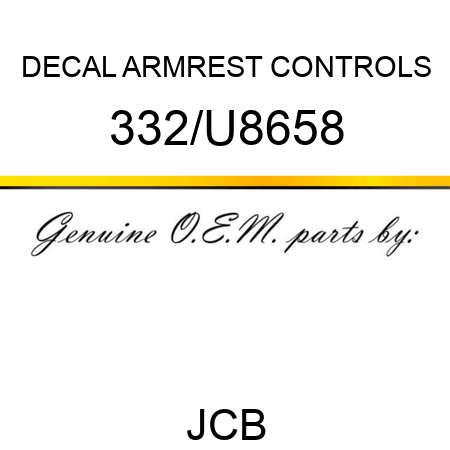 DECAL ARMREST CONTROLS 332/U8658