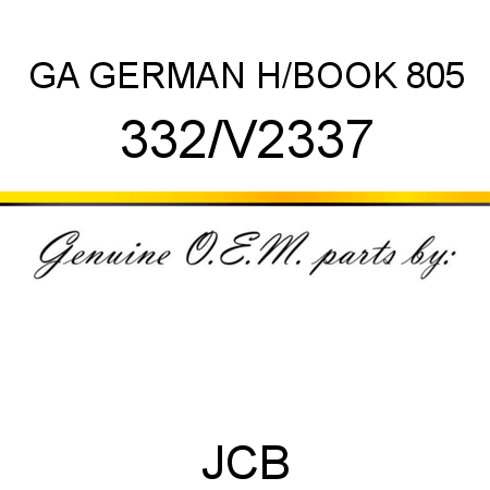 GA GERMAN H/BOOK 805 332/V2337