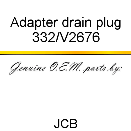 Adapter, drain plug 332/V2676