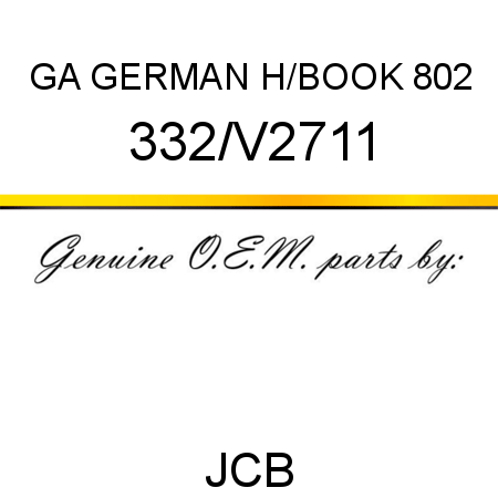 GA GERMAN H/BOOK 802 332/V2711