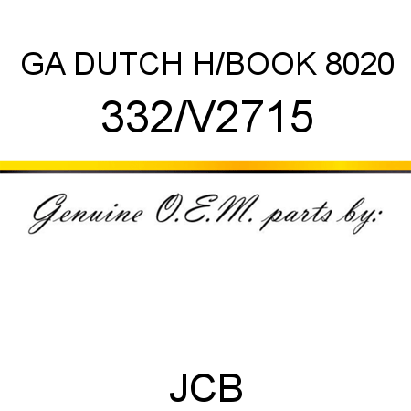GA DUTCH H/BOOK 8020 332/V2715