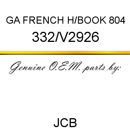 GA FRENCH H/BOOK 804 332/V2926