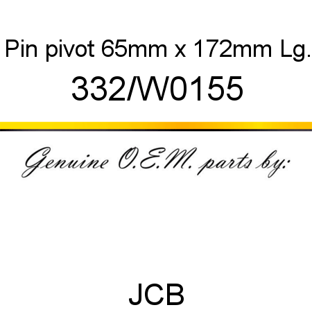 Pin, pivot, 65mm x 172mm Lg. 332/W0155